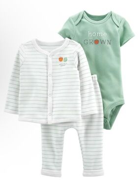 Baby Carter's 3-Piece Bodysuit, Striped Cardigan & Pants Set